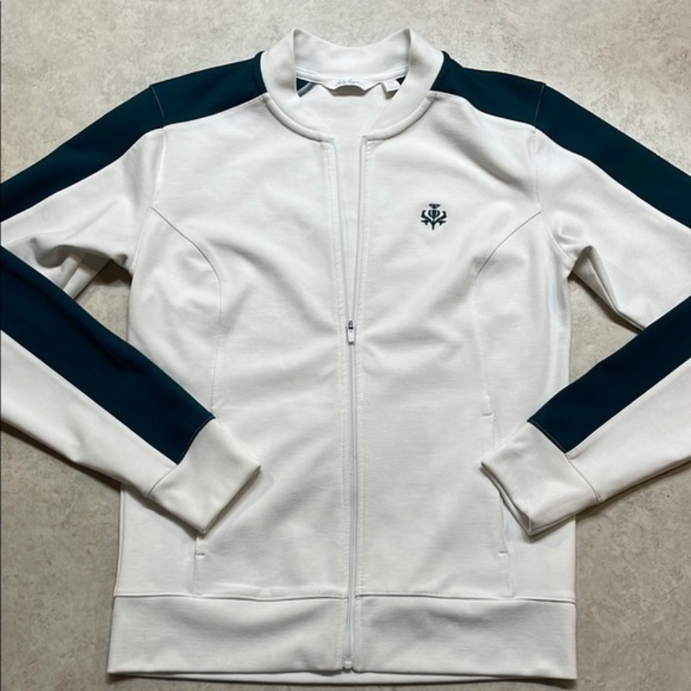 Lady Hagen Womens Full Zip Lightweight White/Dark Green Jacket Sz XS